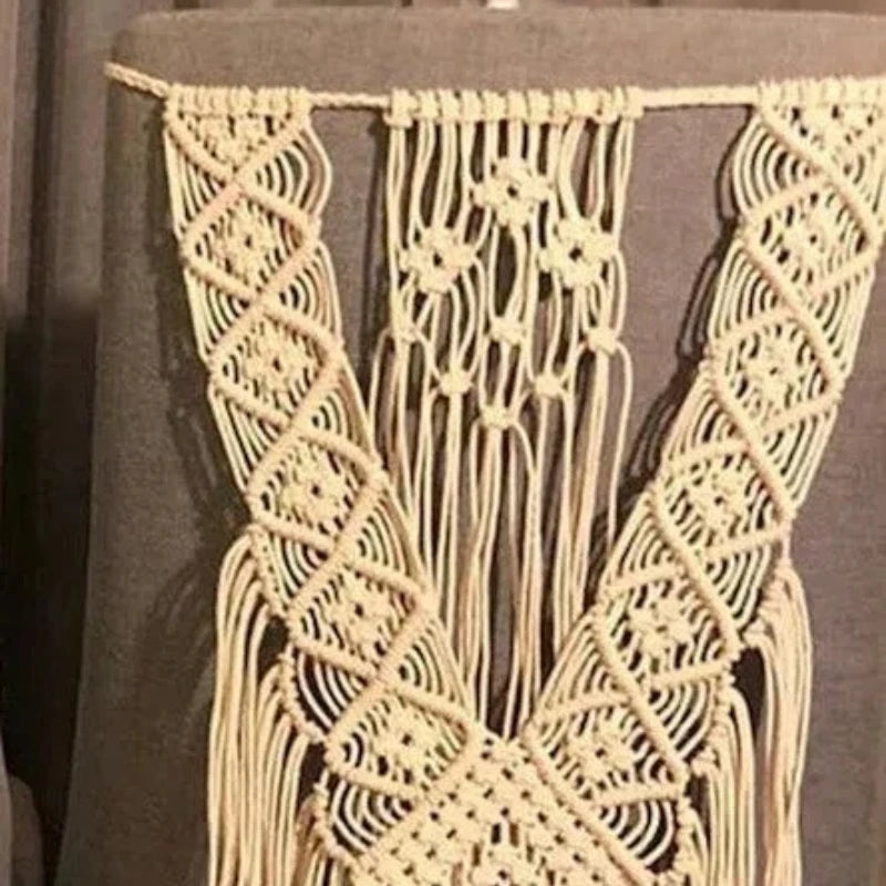 Boho Macrame Chair Back Cover – Wedding & Nursery Wall Decor Macrame Chair Cover PLUSH C
