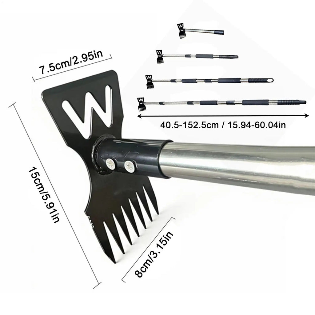 7-Tooth Adjustable Steel Thatch Rake & Garden Weeding Tool Garden Thatch Rake PLUSH