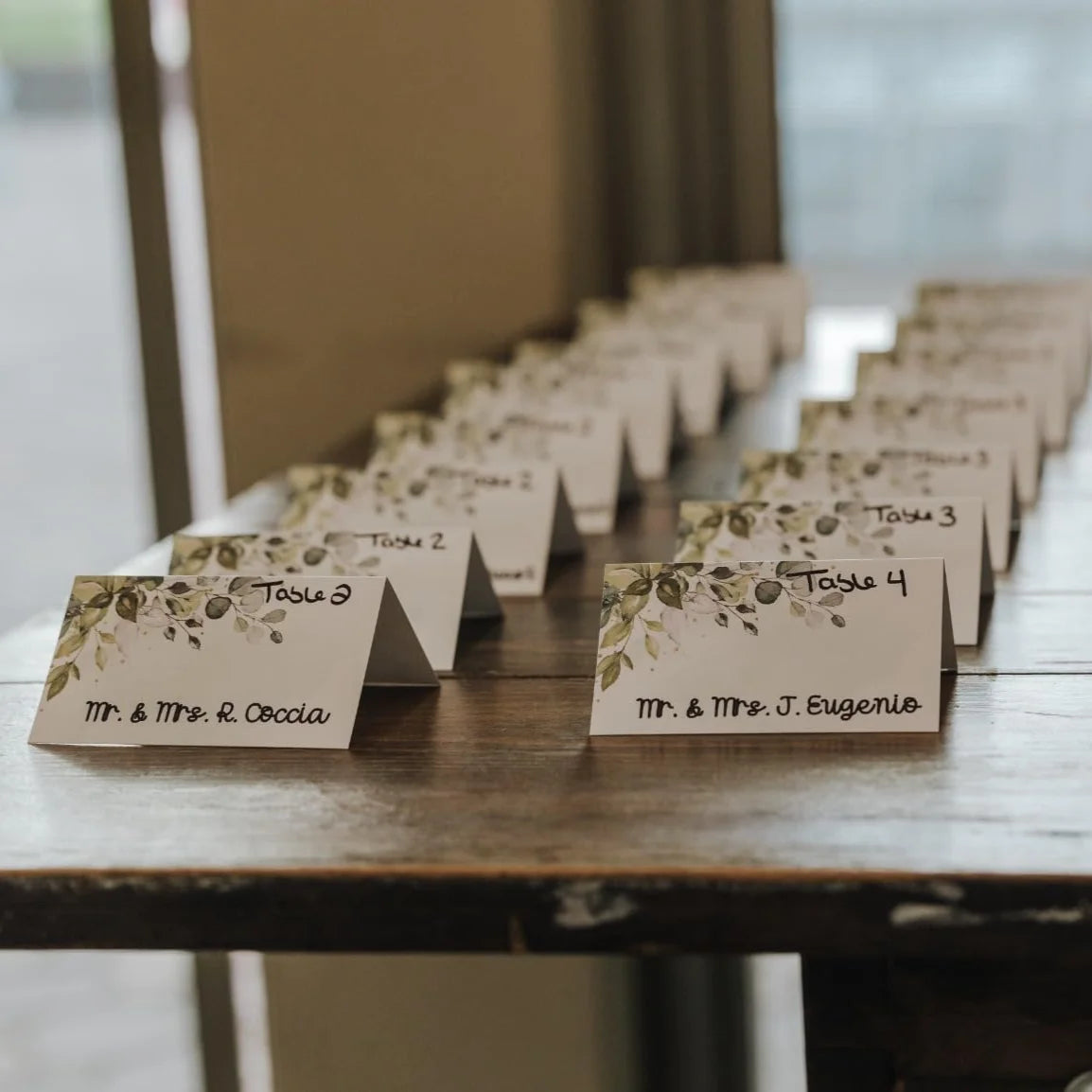 Green Leaf Watercolor Place Cards Pack of 50 – Pre-Scored Wedding Place Cards PLUSH