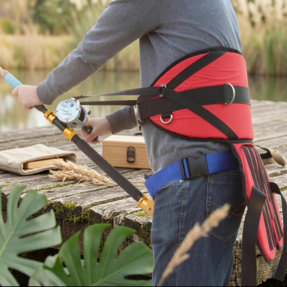 Fishing Waist Belt with Seat Cushion & Rod Holder – Heavy Duty Fishing Waist Belt PLUSH Default Title