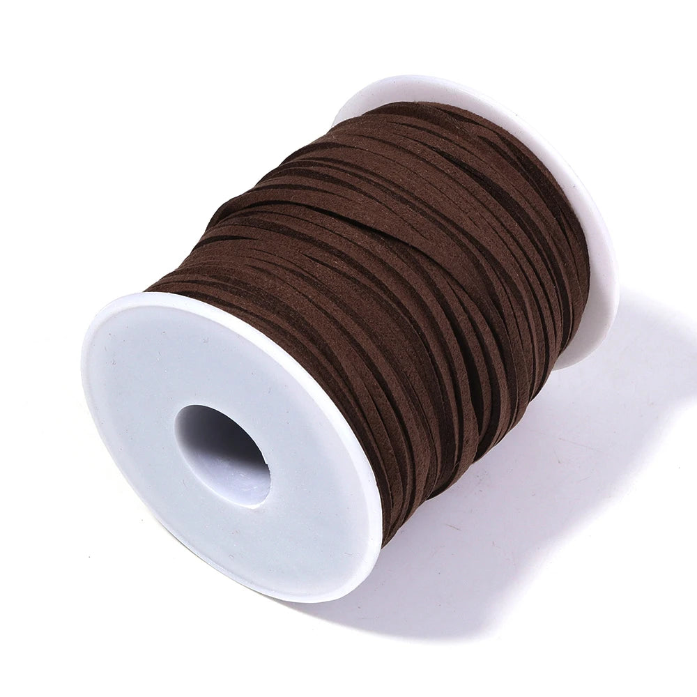 50 Yards Flat Faux Suede Cord 2.6mm – Colorful Velvet Leather Rope Jewelry Cord PLUSH coffee 2.6mm