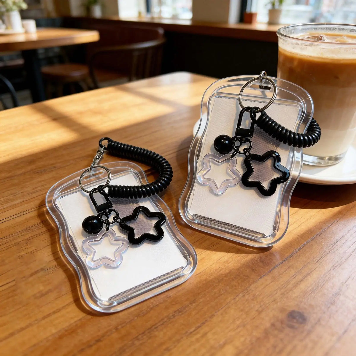 Transparent Photocard Holder Keychain | Star Bell Charm Photocard Holder Keychain PLUSH