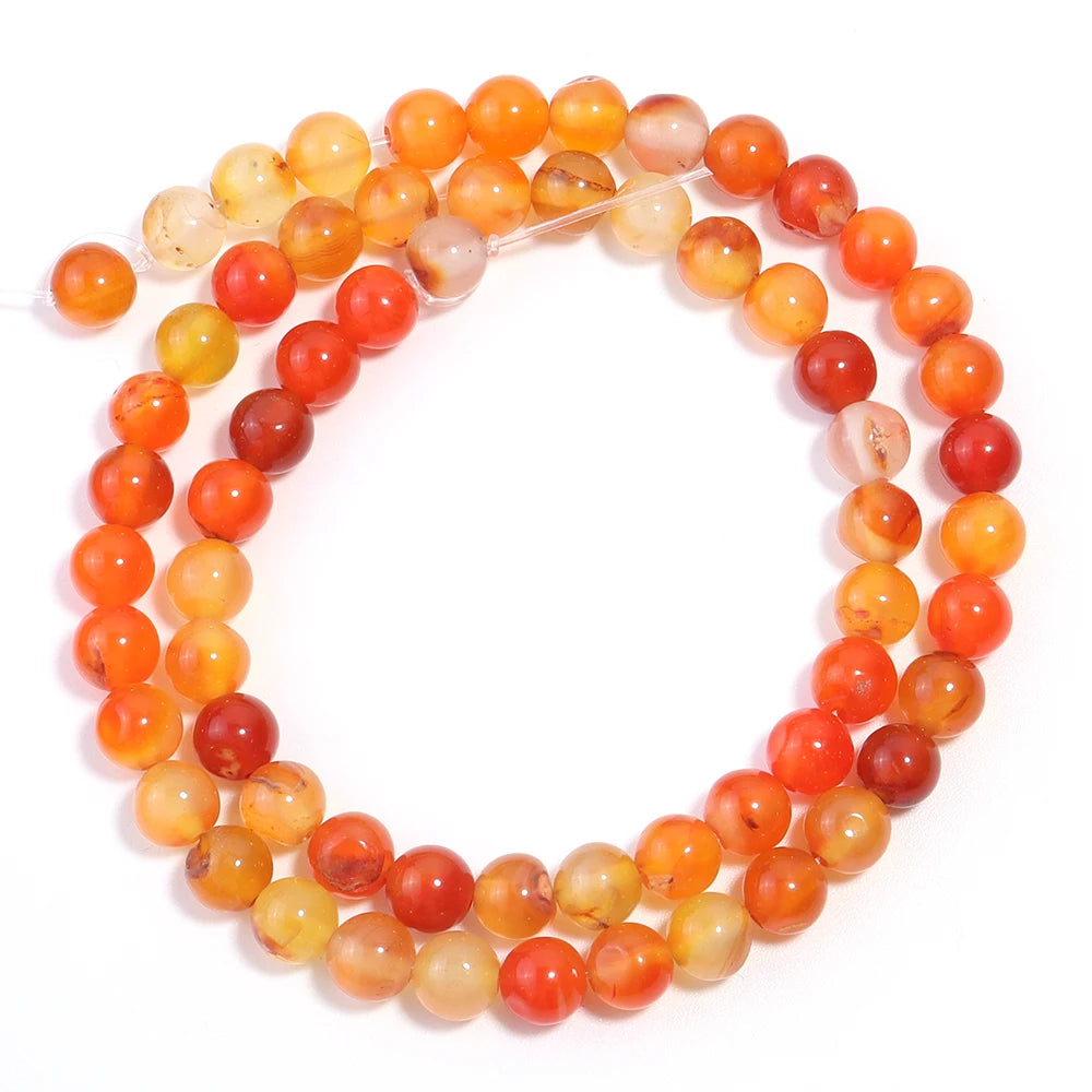 Orange Striped Agate Round Spacer Beads – Natural Stone DIY Natural Stone Beads PLUSH 6mm