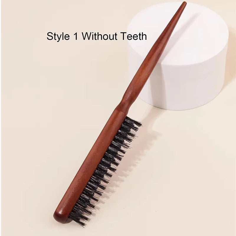 Professional Bristle Hair Brushes Wooden Handle – 2pc Set Hair Styling Brush PLUSH 3