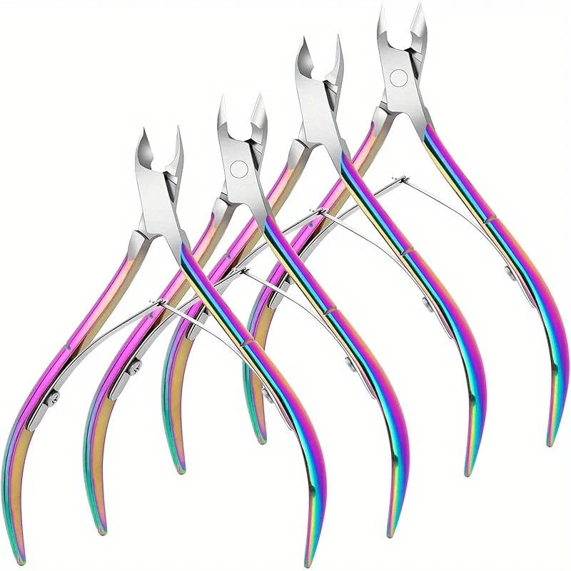 4-Piece Stainless Steel Cuticle Nipper Set | Dual Spring Nail Tool Cuticle Nipper Set PLUSH Colorful 4 pcs