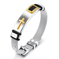 Stainless Steel Cross Bangle – Adjustable Religious Bracelet Religious Bangle Bracelet PLUSH Style A