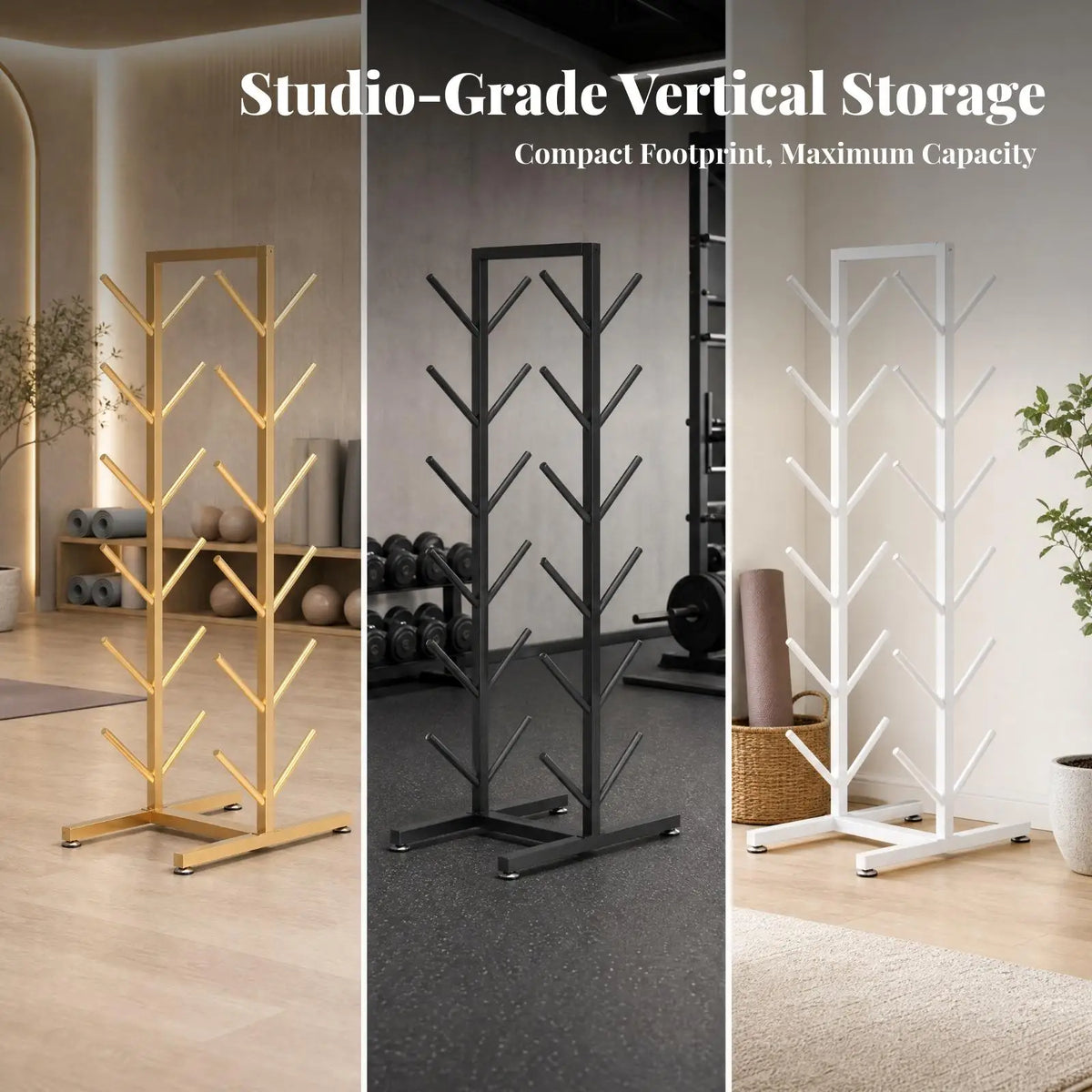 Freestanding Pilates Mat Storage Rack – 6-Tier Home Gym Mat Storage Rack PLUSH