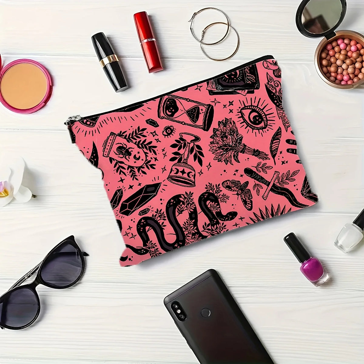 Halloween Makeup Bag – Zipper Pouch & Travel Jewelry Organizer Makeup Zipper Bag PLUSH