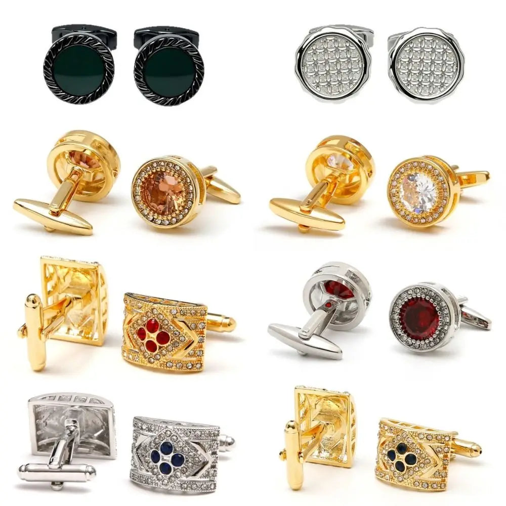 Men's Crystal Cufflinks – Luxury Zinc Alloy French Shirt Buttons Men's Cufflinks PLUSH