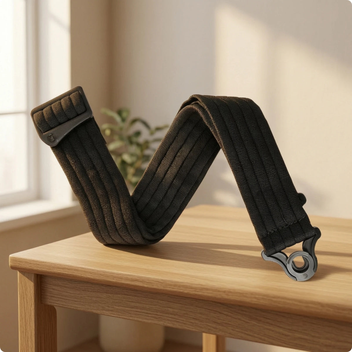 Self-Locking Padded Guitar Strap – Auto Lock Polypro Nylon Guitar Strap PLUSH Black Stripe