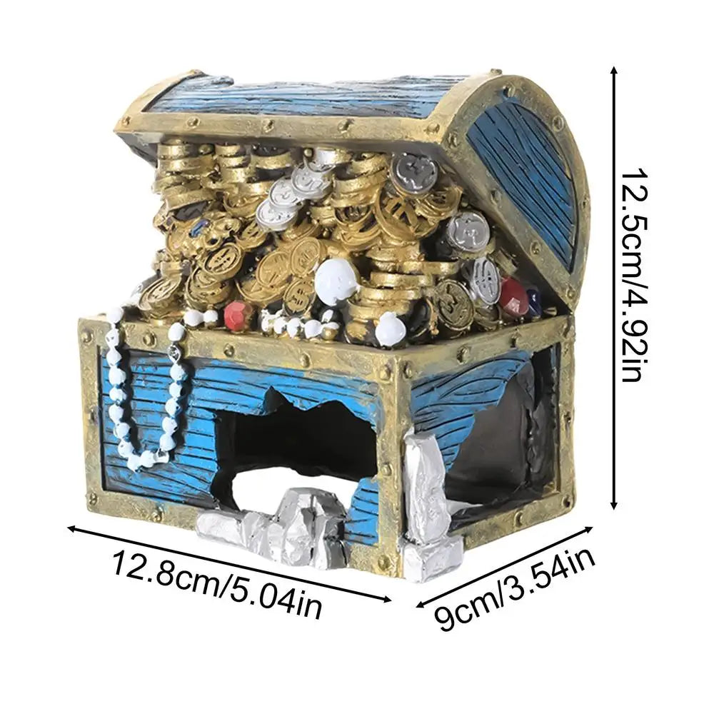 Resin Treasure Box Aquarium Ornament | Fish & Shrimp Shelter Aquarium Ornament PLUSH 1PC