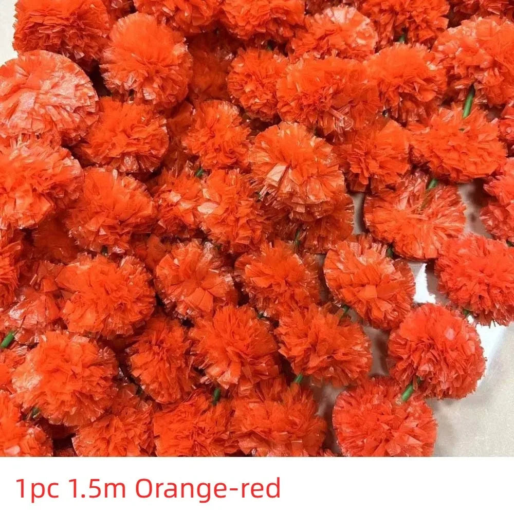 1.5m Marigold Garland – Halloween, Diwali & Wedding Decor Flower Garland PLUSH Style 5