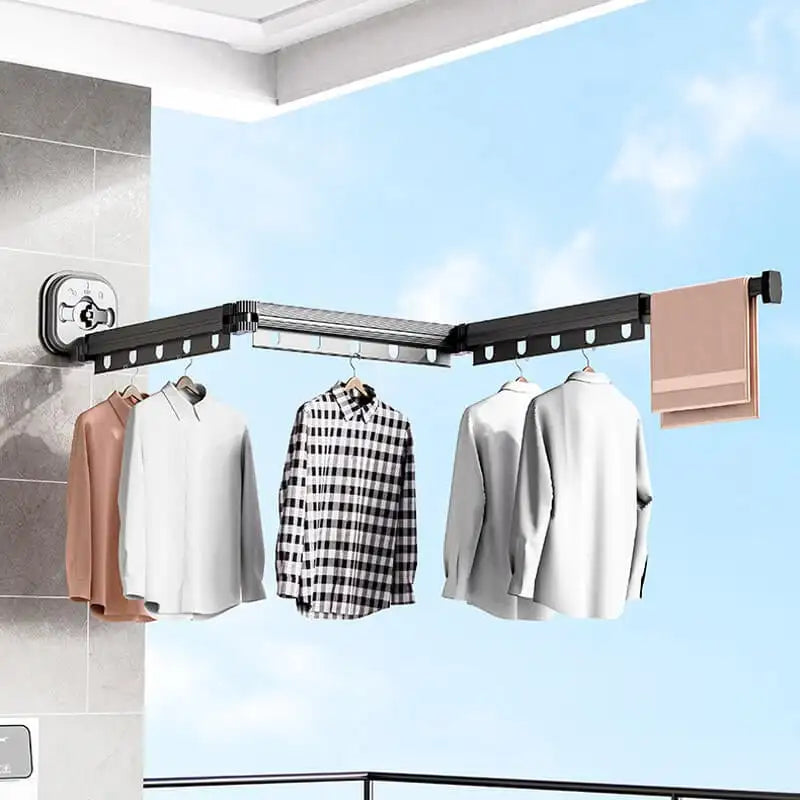 Wall-Mounted Folding Clothes Drying Rack | Retractable Aluminum Clothes Drying Rack PLUSH