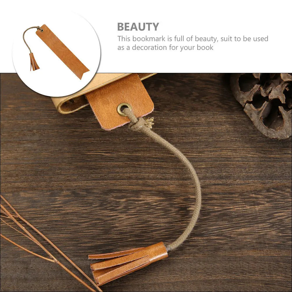 PU Leather Tassel Bookmark – Blank Journal & Book Page Marker PU Leather Bookmark PLUSH