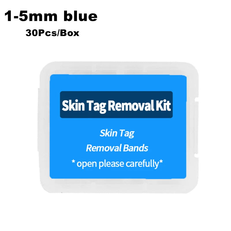 Skin Tag Removal Bands 30pcs – Non-Toxic Rubber Rings Skin Care Tool PLUSH S Blue