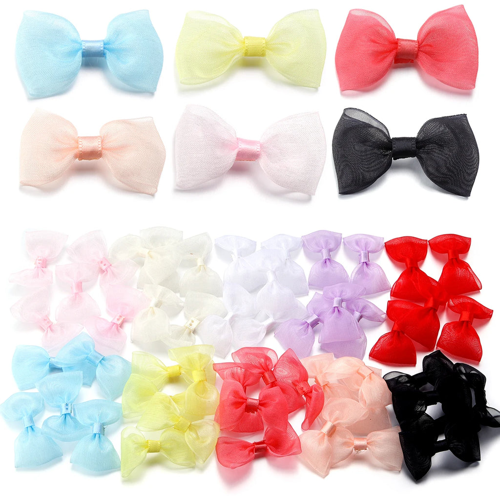 20pcs Satin Ribbon Bows 2.5x5cm Multicolor – Craft & Gift Decor Ribbon Bows PLUSH
