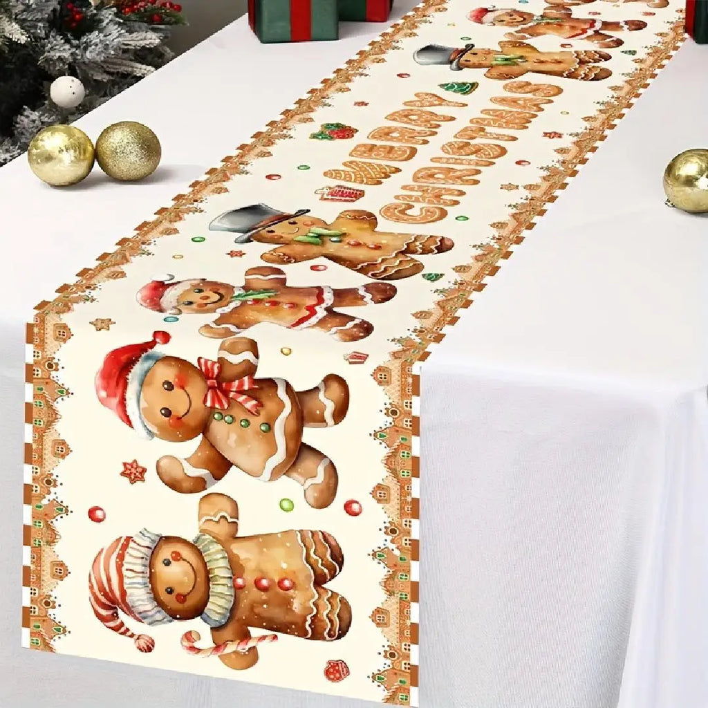 Christmas Gingerbread Man Table Runner – Holiday Festive Décor Holiday Table Runner PLUSH