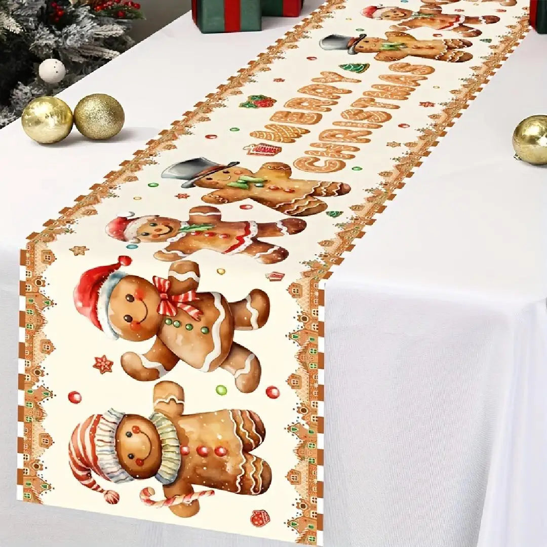 Christmas Gingerbread Man Table Runner – Holiday Festive Décor Holiday Table Runner PLUSH