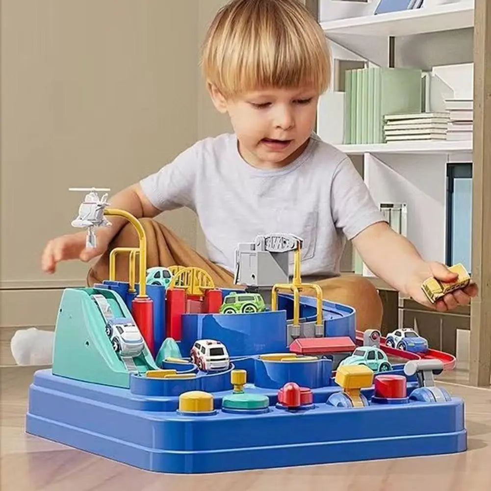 Kids Racing Rail Car Track Toy – Animal & Space Adventure Game Educational Track Toy PLUSH
