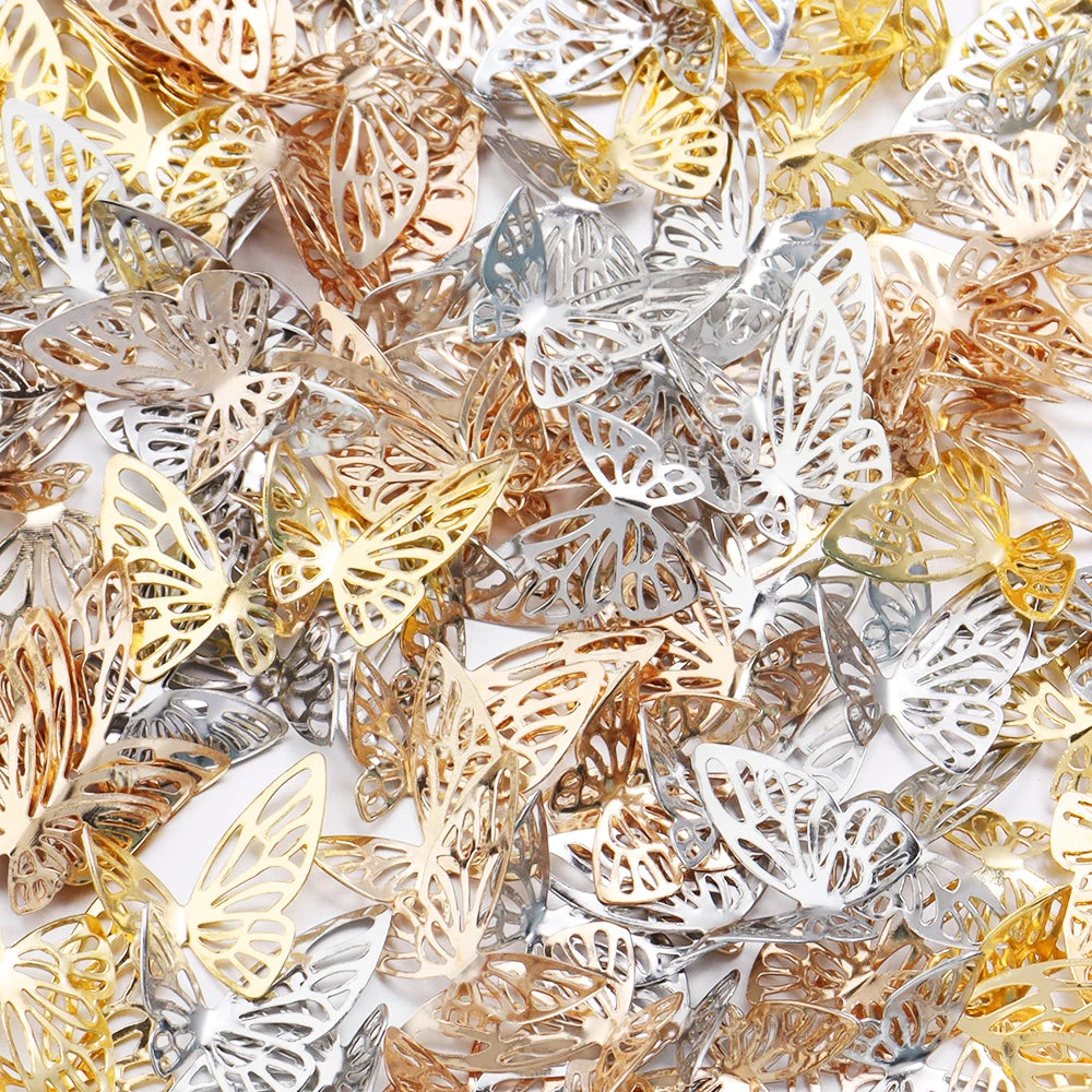 50pcs 3D Hollow Metal Butterfly Charms – DIY Jewelry & Decor Metal Jewelry Charms PLUSH