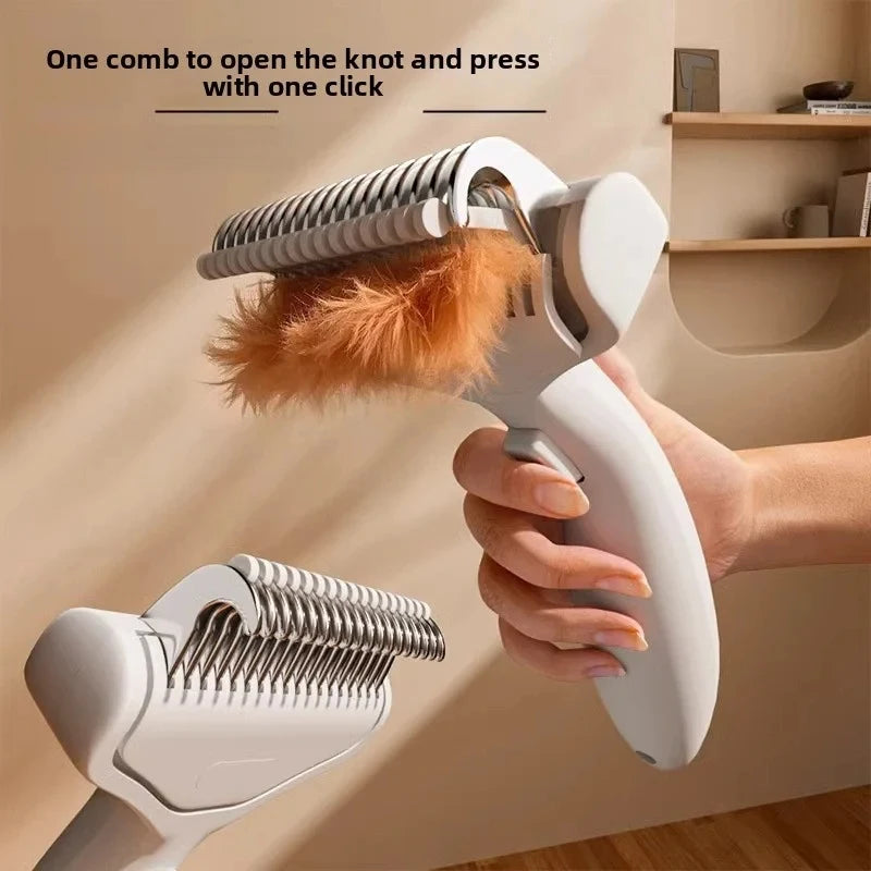 Pet Hair Removal Comb – Curved Steel Detangling Brush Dogs Cats Pet Grooming Comb PLUSH