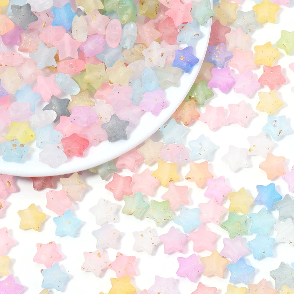 200pcs Acrylic Star Spacer Beads 9x10mm – DIY Jewelry Making Acrylic Spacer Beads PLUSH