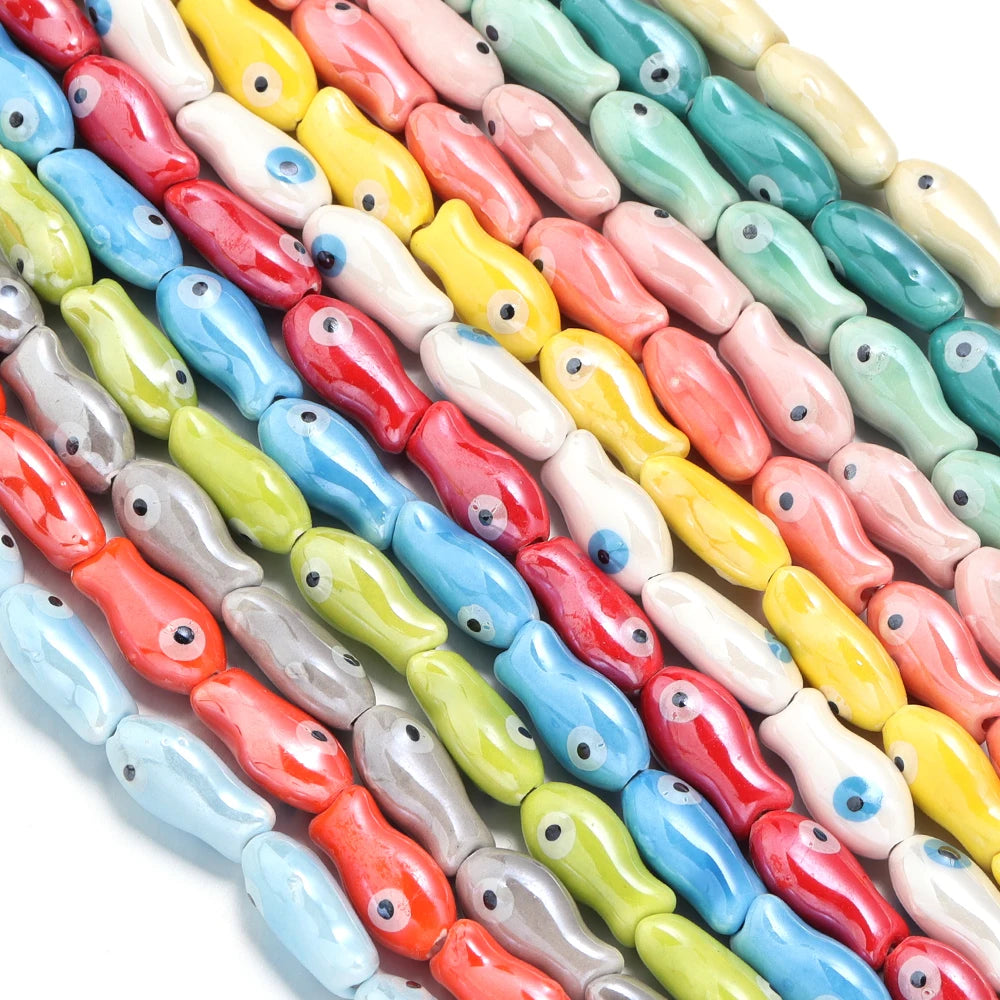 10pcs Fish Shape Ceramic Beads 10x20mm – DIY Jewelry Making Ceramic Jewelry Beads PLUSH