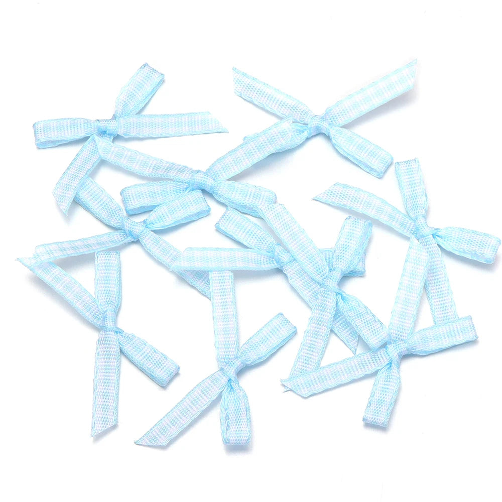 30pcs Plaid Handmade Bows – DIY Headwear & Gift Decoration Craft Bow Accessories PLUSH blue