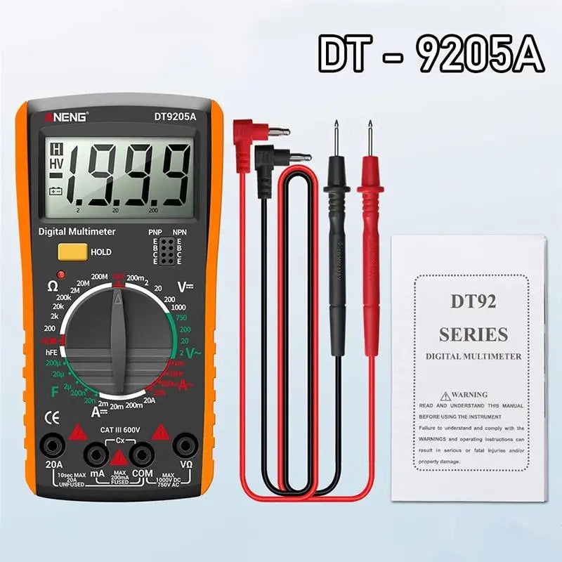 DT9205A Digital Multimeter 1999 Counts Handheld DC Tester Digital Multimeter PLUSH Yellow