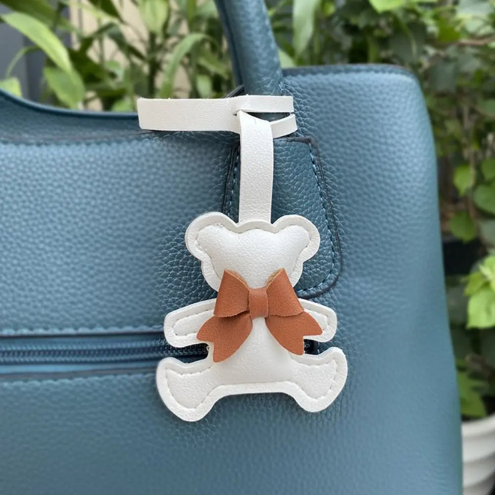 Bow Bear Keychain – Cute PU Leather Keyring & Bag Charm Fashion Keychain Charm PLUSH