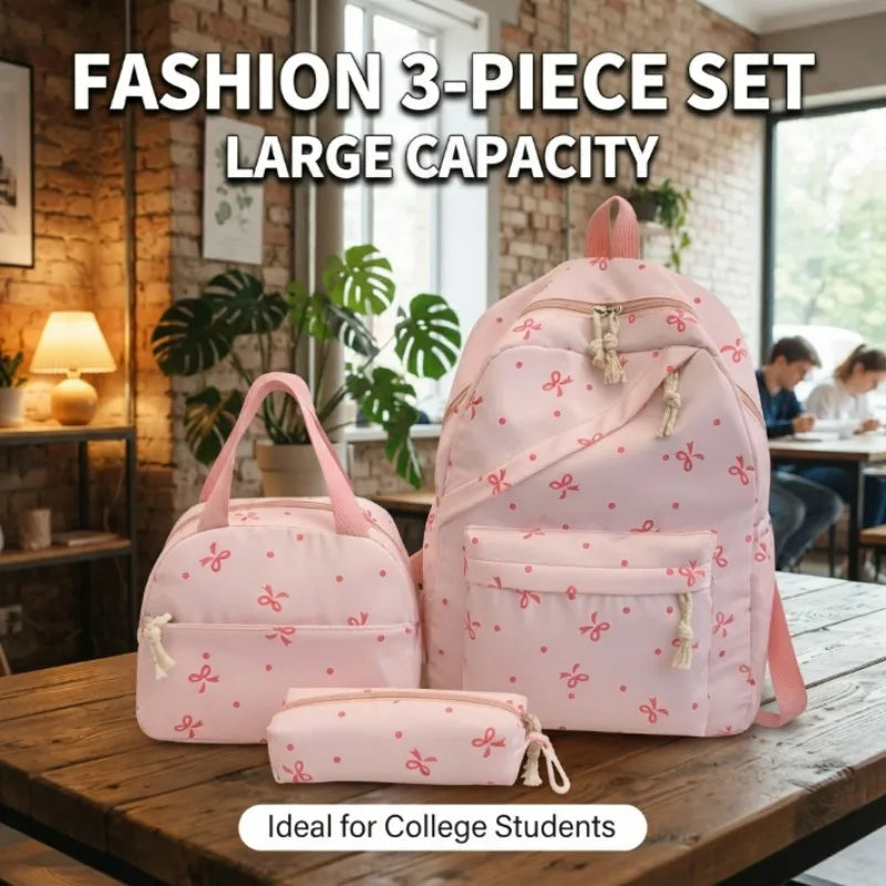 3-Piece Large Capacity Backpack Set – College & Travel Daypack Backpack Set PLUSH