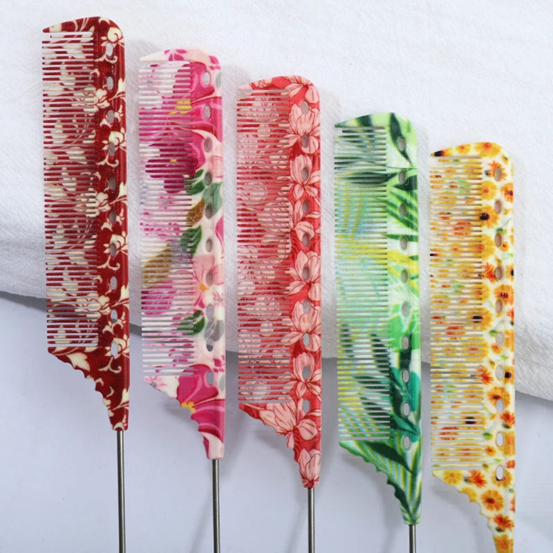 Anti-Static Rat Tail Comb – 5 Floral Patterns | Hair Styling Hair Styling Comb PLUSH
