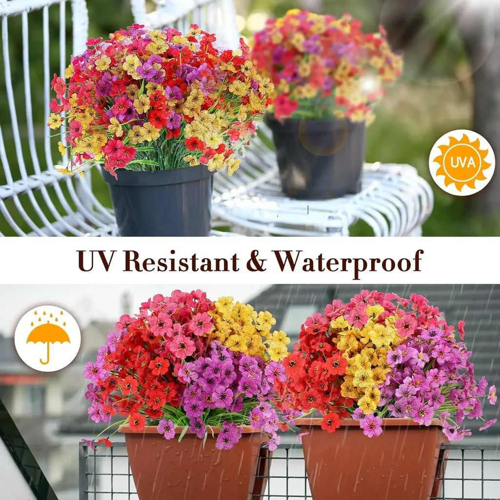 Artificial Violet Flowers UV Resistant Faux Outdoor Plants Decor Artificial Outdoor Flowers PLUSH