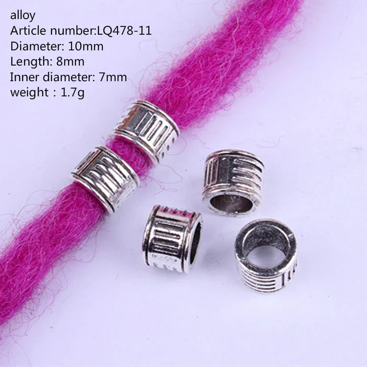 5pcs Silver Viking Dreadlock Hair Beads – Braid Cuffs & Clips