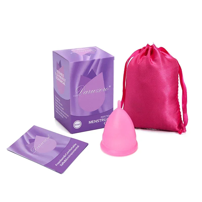 Medical Grade Silicone Menstrual Cup S & L | vive fit Menstrual Cup PLUSH 1Pack-Bag-box-Pink S Size
