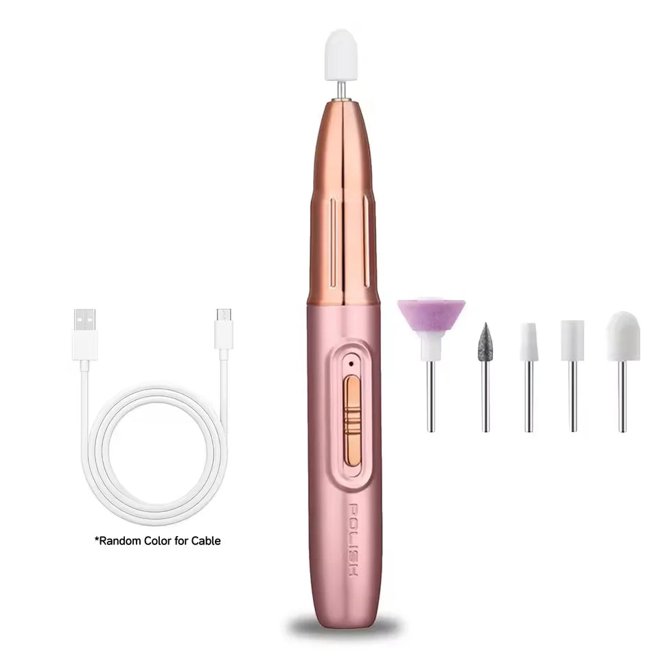 Rechargeable Electric Nail Grinder – Portable Acrylic & Gel File Electric Nail Grinder PLUSH Pink