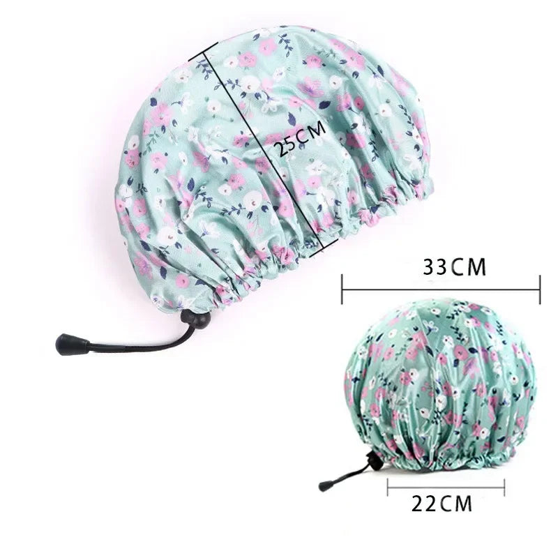 Extra Large Reusable Shower Cap – Double Layer PEVA Waterproof Shower Cap PLUSH