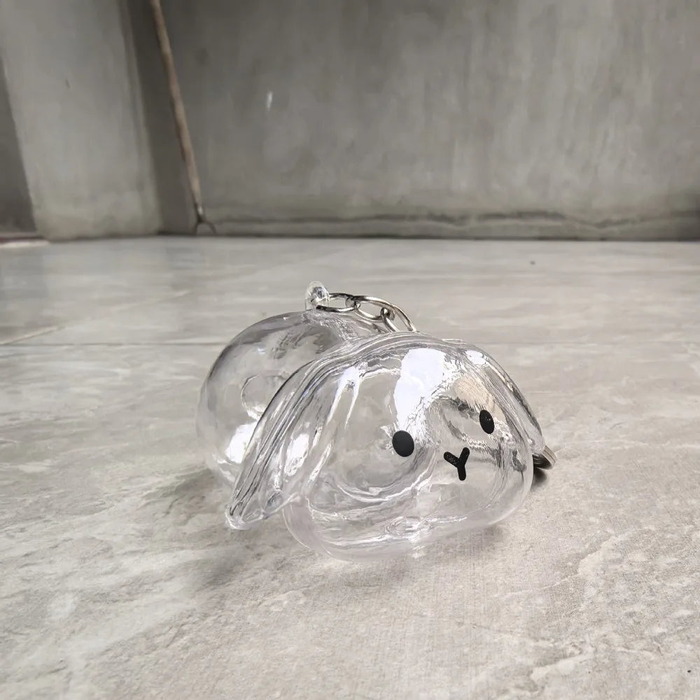 Transparent Pet Hair Storage Keychain – Cute Keepsake Container Pet Keepsake Keychain PLUSH Lop Ear Bunny