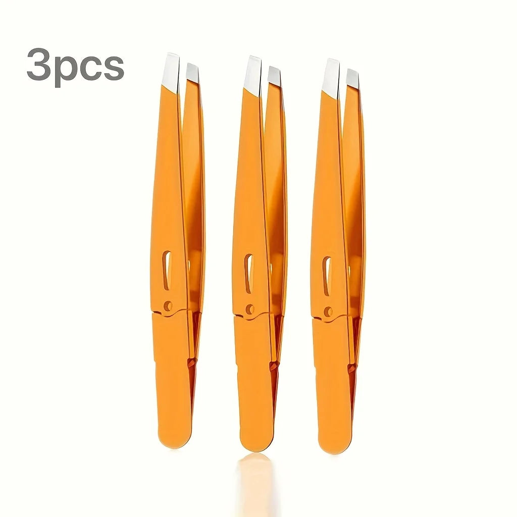 Ouriner Stainless Steel Slant Tip Precision Eyebrow Tweezers Precision Tweezers PLUSH
