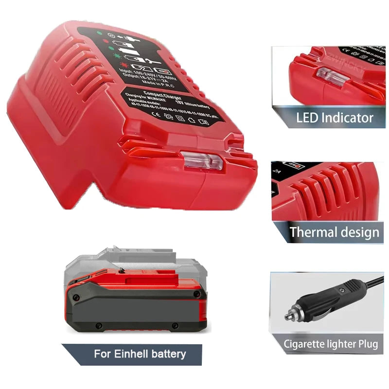ZWINCKY 2A Car Charger for Einhell 18V Lithium – DC 12V/24V Vehicle Battery Charger PLUSH