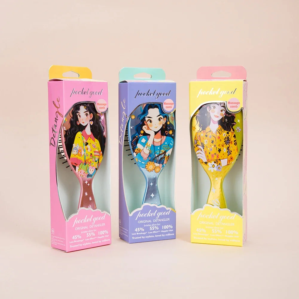 Cartoon Girl Air Cushion Detangling Hair Brush – 4 Colors Detangling Hair Brush PLUSH