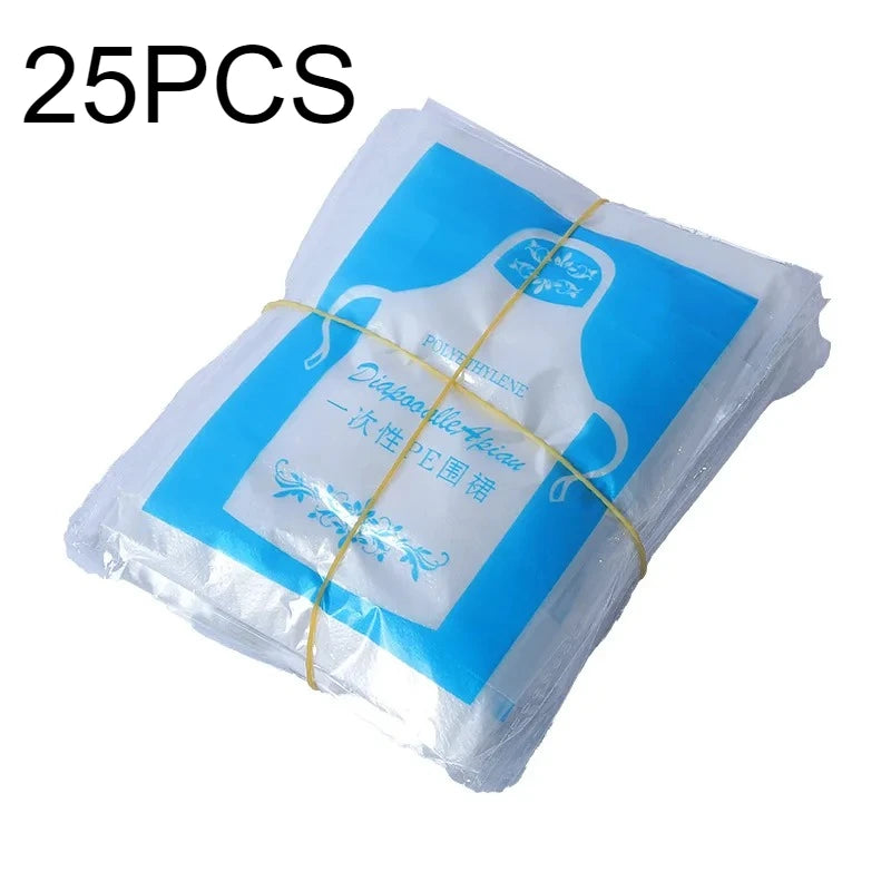 Disposable PE Aprons Waterproof 25/50/100 Pack – BBQ & Cooking Disposable Apron PLUSH 25PCS 60x95cm