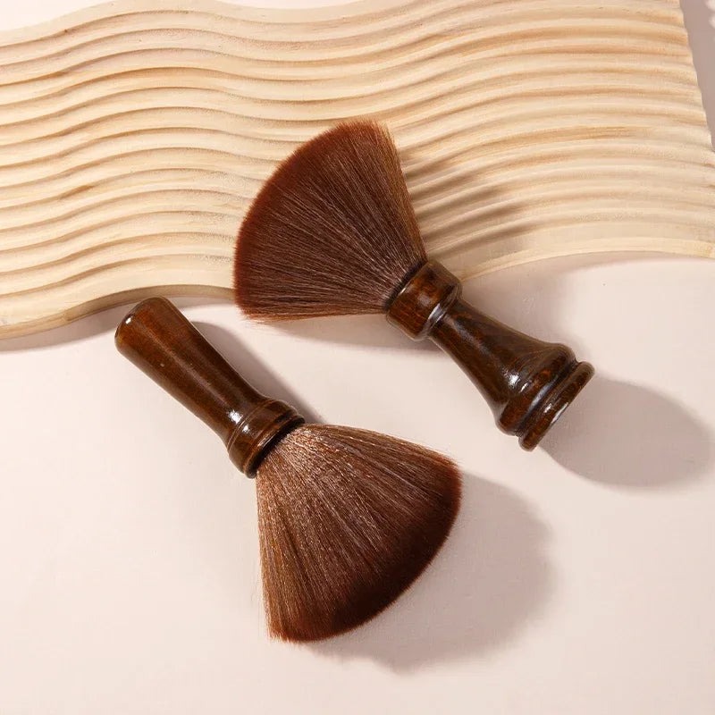 2Pcs Salon Neck Duster Brush – Soft Bristle Wood Handle Salon Neck Duster Brush PLUSH