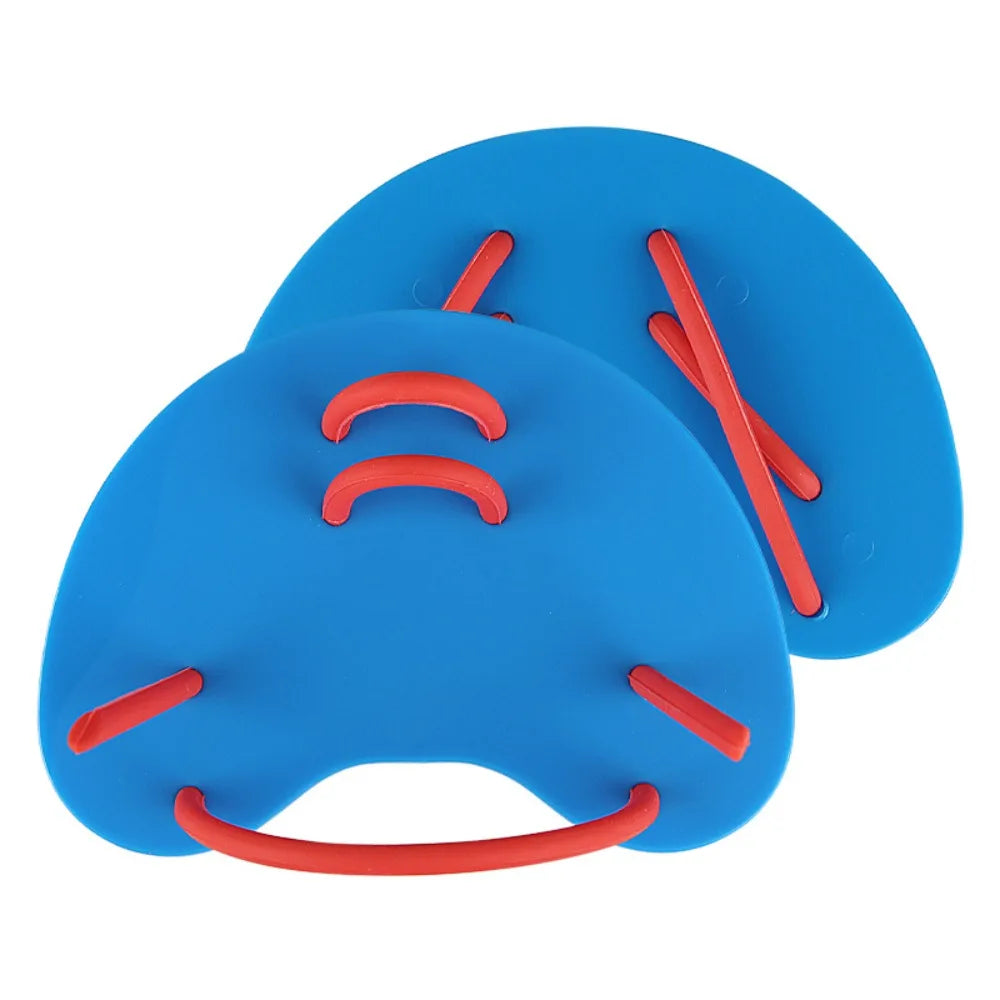 Silicone Finger Webbed Swimming Paddles – Adjustable Hand Fins Swim Training Paddles PLUSH Blue