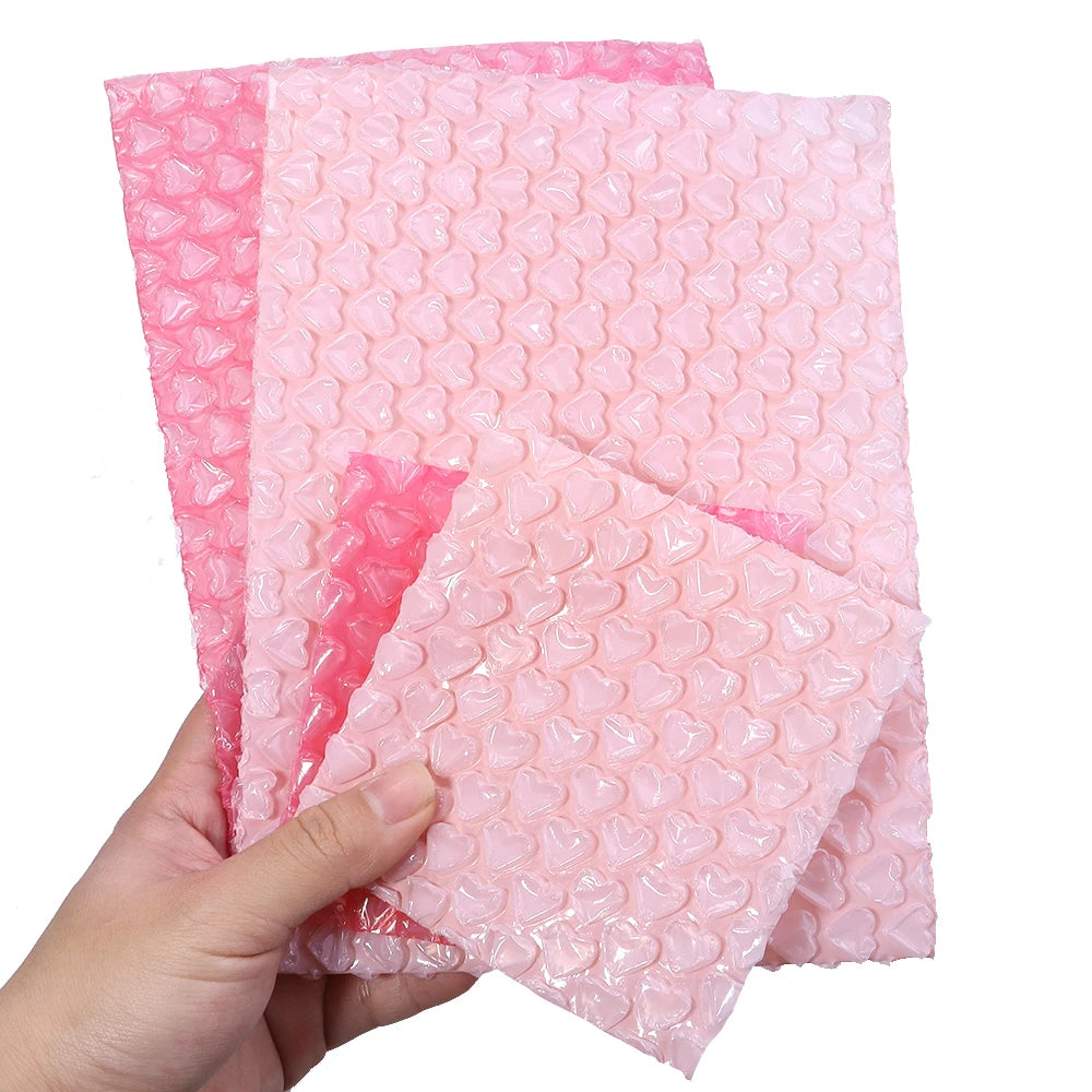 10pcs Heart Bubble Pouches – Jewelry & Gift Shipping Bags Bubble Packaging Pouches PLUSH