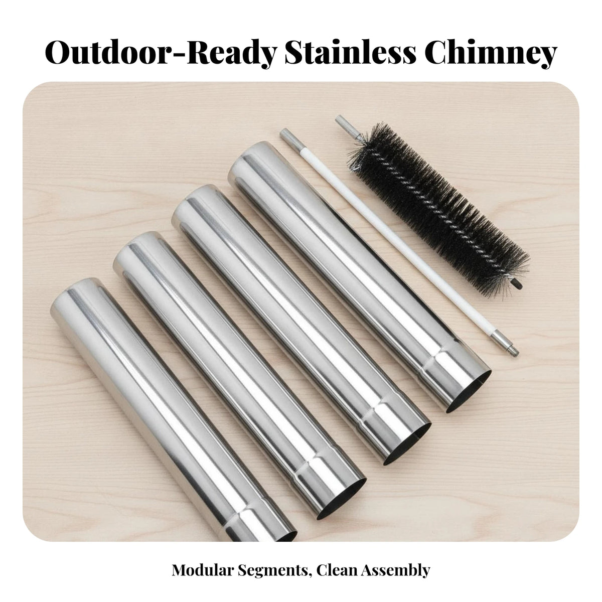 Stainless Steel Tent Heater Chimney Pipe with Cleaning Brush Chimney Flue Pipe PLUSH