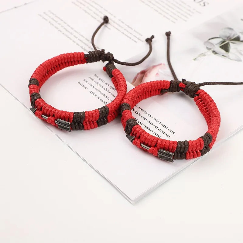 Hand-Woven Bow & Arrow Couple Bracelet – Red Rope Charm Charm Bracelet PLUSH 2pcs
