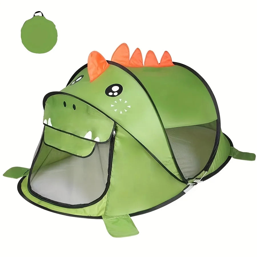 Kids Pop Up Play Tent – Breathable Mesh Indoor Outdoor Playhouse Kids Play Tent PLUSH green dinosaur 100x182x80cm