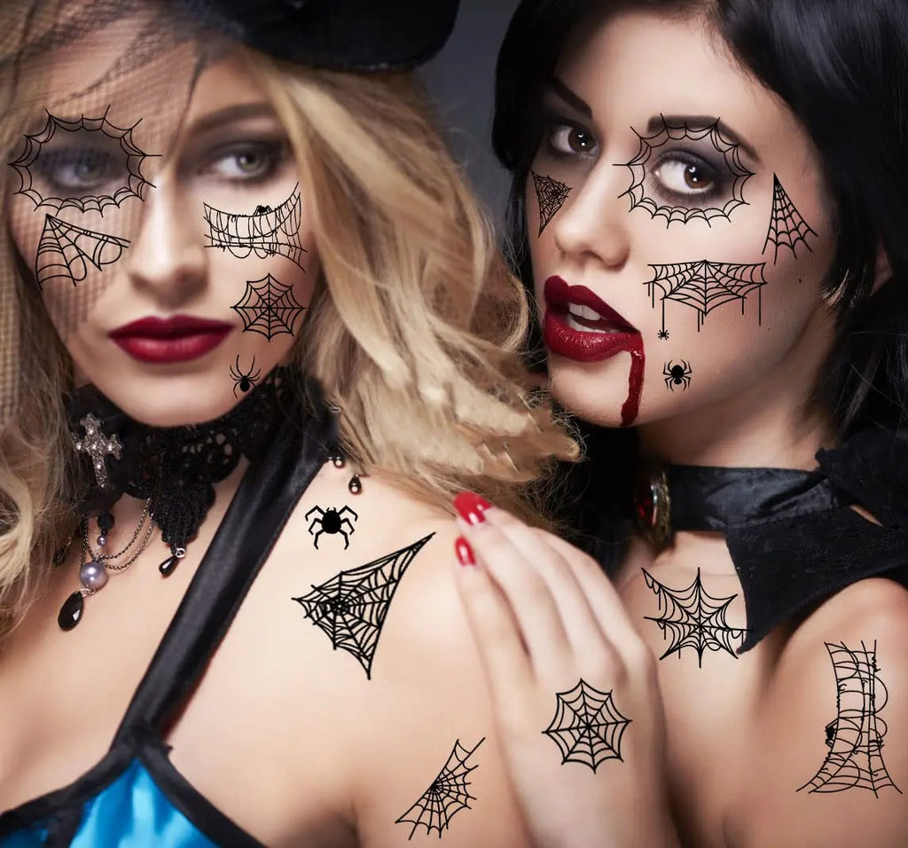 Halloween Temporary Tattoos Kit – Spider Web, Bat & Spider Temporary Tattoo Kit PLUSH