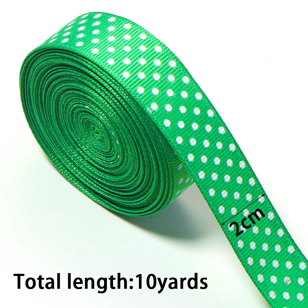 Green Polka Dot Grosgrain Ribbon 10–38mm | DIY Bows & Gift Wrap Grosgrain Ribbon PLUSH 20mm x 10yards 1roll